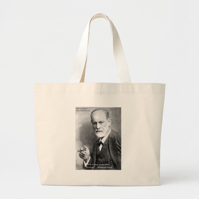Freud Crazy Lovers Love Quote Gifts Cards Etc Large Tote Bag (Front)