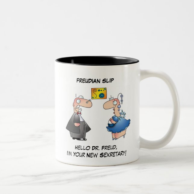 FREUDIAN SLIP by April McCallum Two-Tone Coffee Mug (Right)