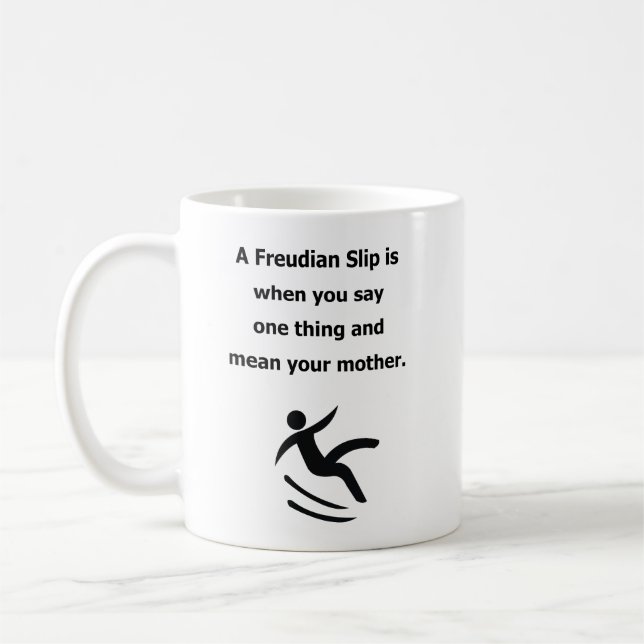 Freudian Slip psychology theory humour joke Coffee Mug (Left)
