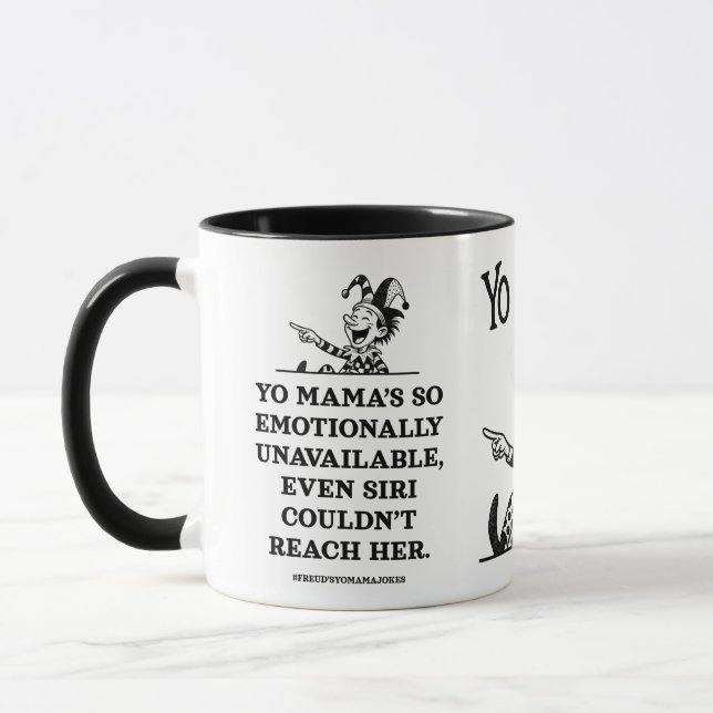 freudian yo mama jokes - emotionally unavailable mug (Left)