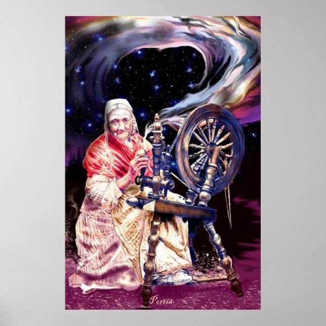 Freya at her Spinning Wheel by Portia St. Luke Poster (Front)