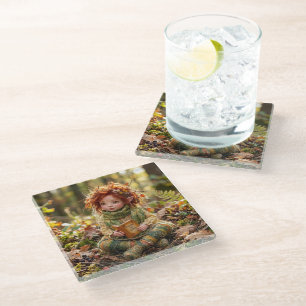 Freya Fall Elf Glass Coaster