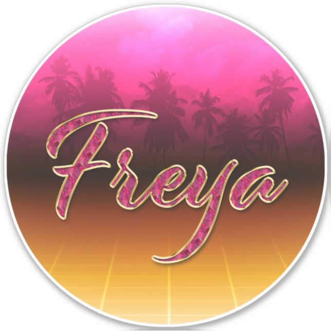 Freya First Name golden pink sticker sticker (Front)