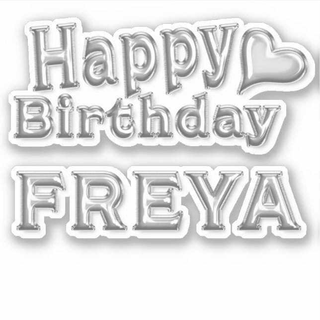 Freya Happy Birthday silver Sticker (Front)