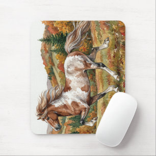 Freya Icelandic Horse in Autumn Forest Mouse Mat