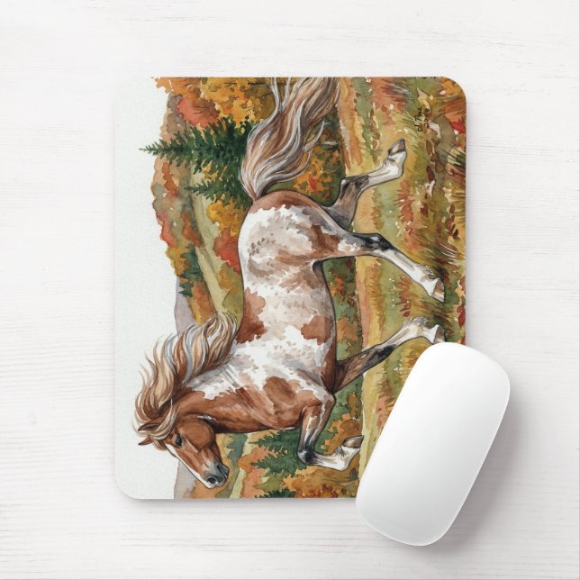 Freya Icelandic Horse in Autumn Forest Mouse Mat (With Mouse)