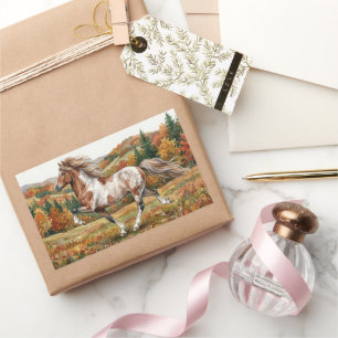 Freya Icelandic Horse in Autumn Forest Rectangular Sticker