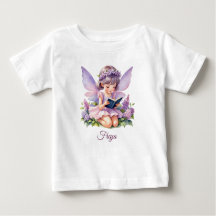Freya Lilac Fairy Personalised Baby T-Shirt