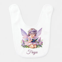 Freya Lilac Wings Personalised Fairy Baby Bib