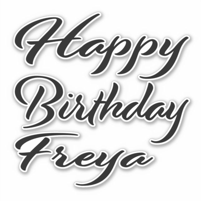 Freya name first name black Sticker birthday (Front)
