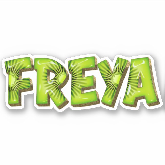 Freya Name Kiwi Design Decal Sticker (Front)