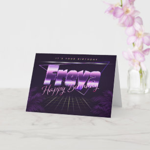 Freya Name Vorname lila retro Karte Geburtstag Card