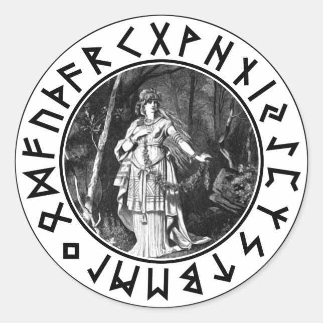 Freya Shield Classic Round Sticker (Front)