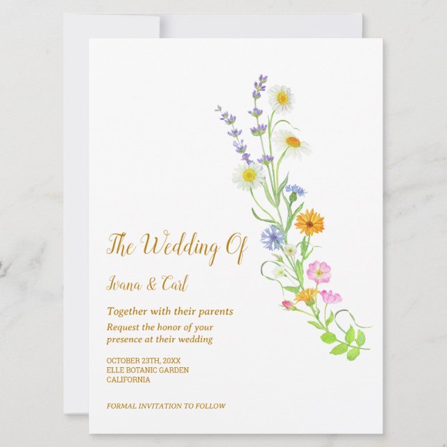 FREYA Wildflower Simple Wedding Invitation (Front)