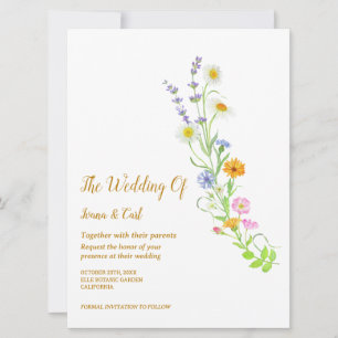 FREYA Wildflower Simple Wedding Invitation