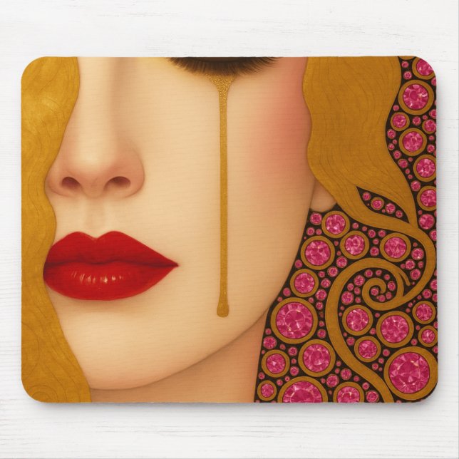 Freya's heartache golden tears in pink motif mouse mat (Front)