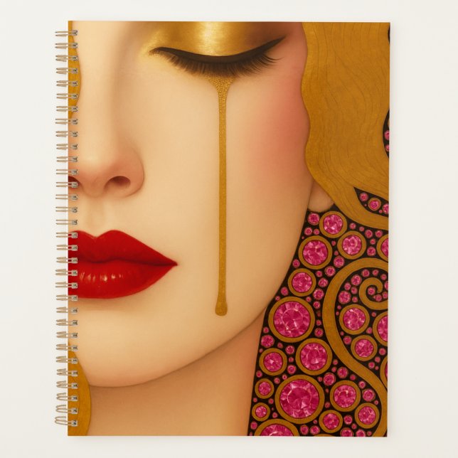 Freya's heartache golden tears in pink motif planner (Front)