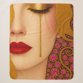 Freya's heartache golden tears in pink motif sherpa blanket
