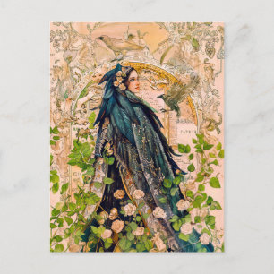 Freyja Goddess in Falcon Cloaka Holiday Postcard