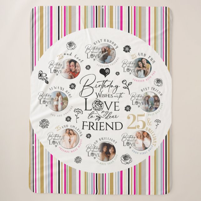 `FriBirthday Photo Collage Sherpa Blanket (Front)