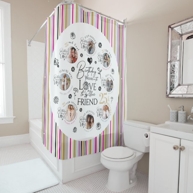 `FriBirthday Photo Collage Shower Curtain (In Situ)