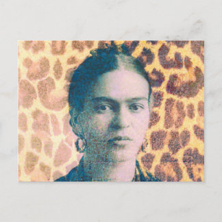 Frida Big Cat Print Background Postcard