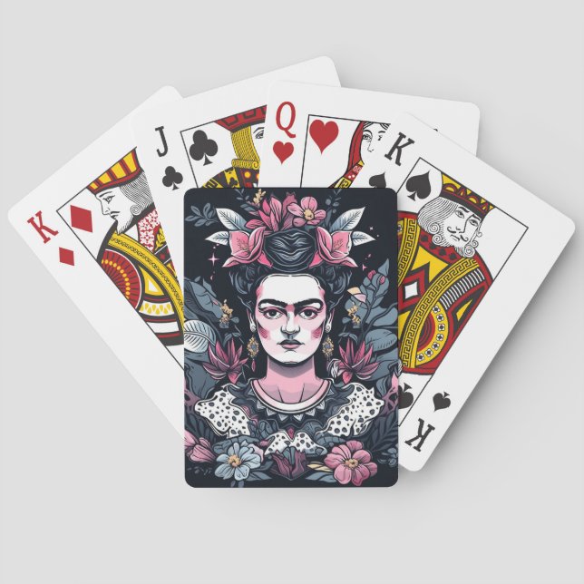 Frida Kahlo and Flowers Playing Cards (Back)