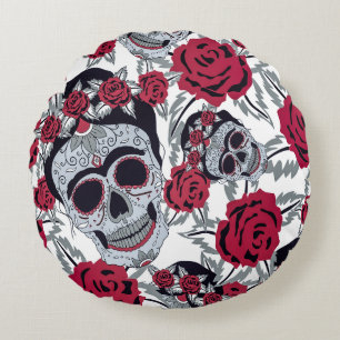 Frida Kahlo  and roses  Round Cushion