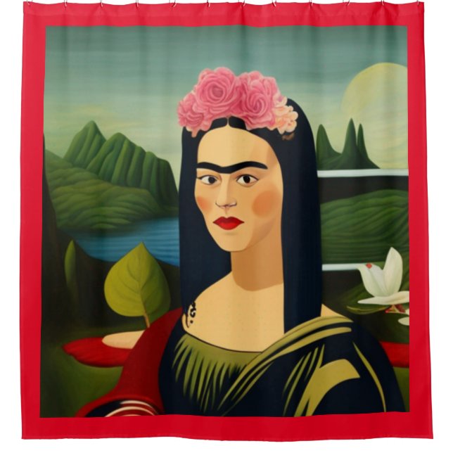 Frida Kahlo as Mona Lisa Shower Curtain (Front)