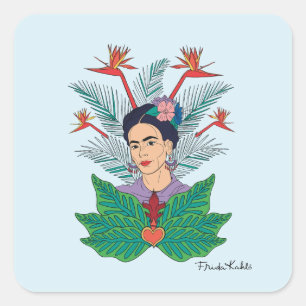 Frida Kahlo   Birds of Paradise Floral Graphic Square Sticker