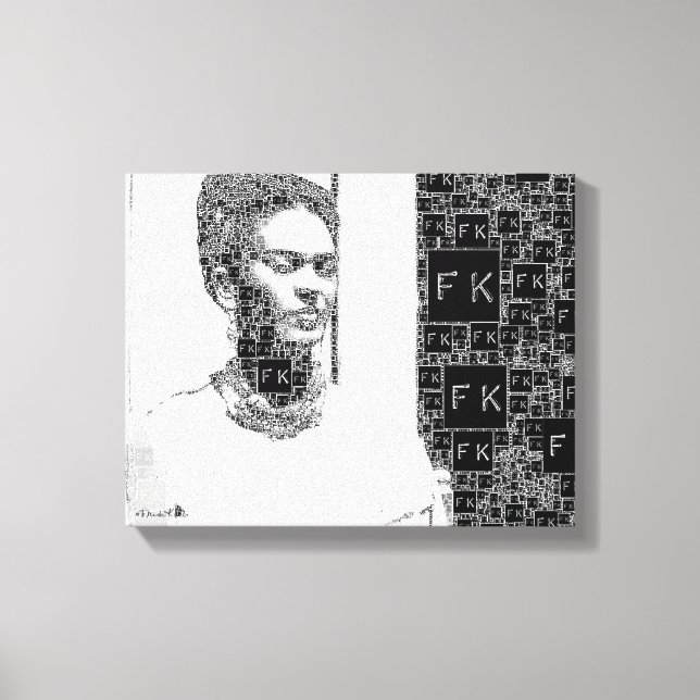 Frida Kahlo Black and White Portrait Canvas Print (Front)