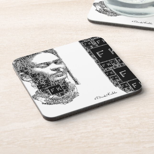 Frida Kahlo Black and White Portrait Coaster (Left Side)