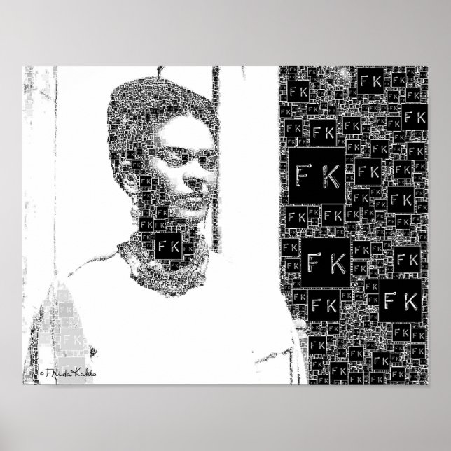 Frida Kahlo Black and White Portrait Poster (Front)