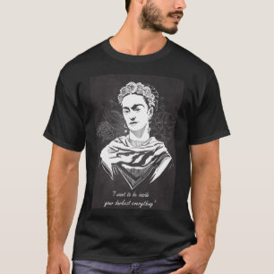 Frida Kahlo Black and White Portrait Quote Classic T-Shirt