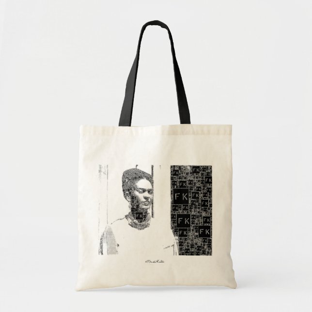 Frida Kahlo Black and White Portrait Tote Bag (Front)