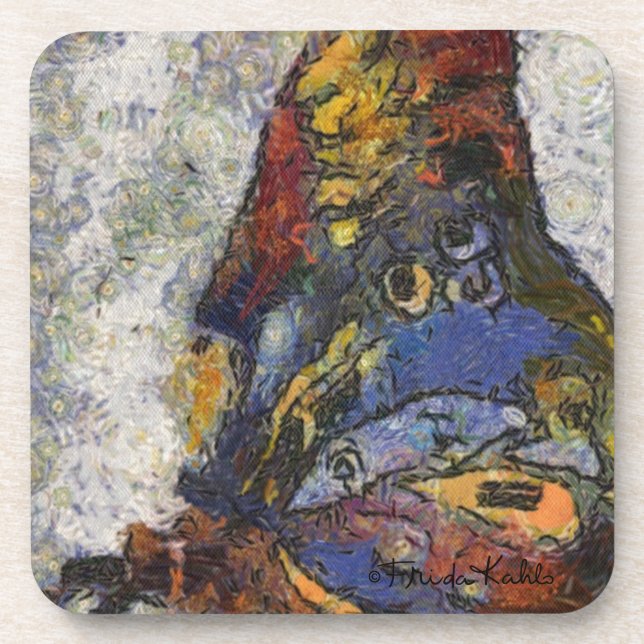 Frida Kahlo Butterfly Monet Inspired Coaster (Front)