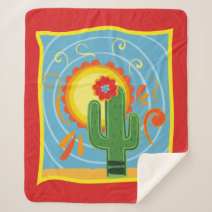 Frida Kahlo Cactus Graphic Sherpa Blanket