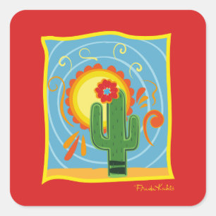 Frida Kahlo Cactus Graphic Square Sticker