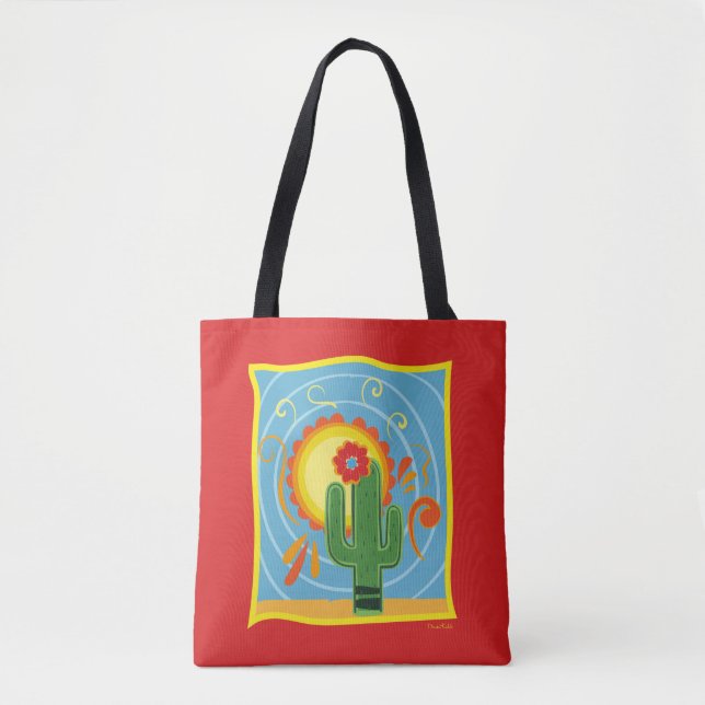 Frida Kahlo Cactus Graphic Tote Bag (Front)