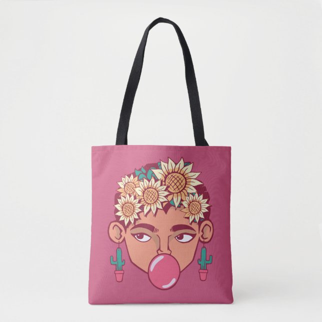 Frida Kahlo Cartoon Tote Bag (Front)