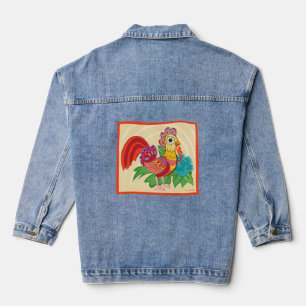 Frida Kahlo Chicken Graphic Denim Jacket