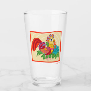 Frida Kahlo Chicken Graphic Glass