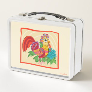 Frida Kahlo Chicken Graphic Metal Lunch Box