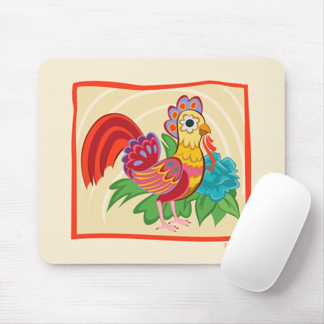 Frida Kahlo Chicken Graphic Mouse Mat (With Mouse)