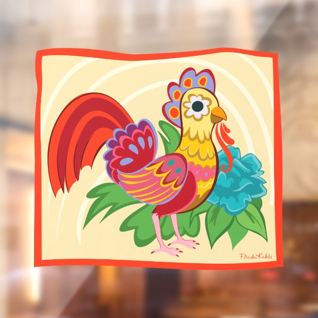 Frida Kahlo Chicken Graphic Window Cling (Sheet 2)