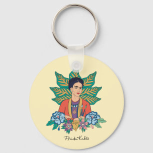 Frida Kahlo Colorful Floral Graphic Key Ring