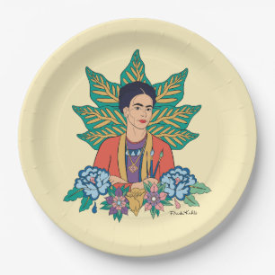 Frida Kahlo Colourful Floral Graphic Paper Plate