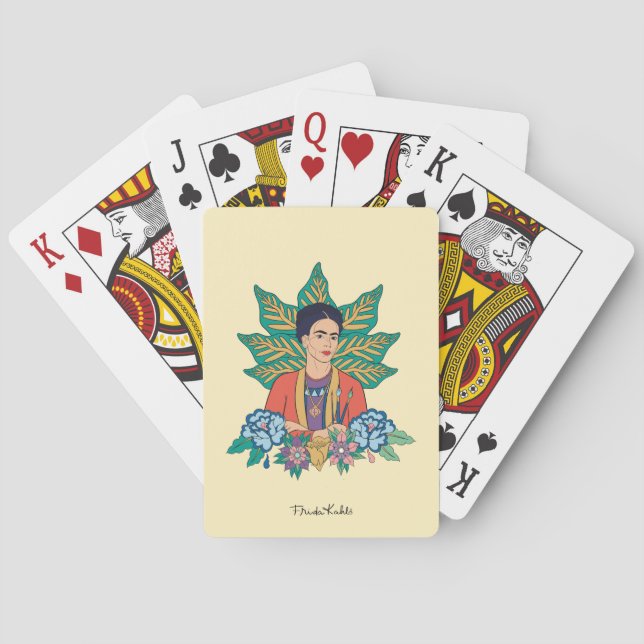 Frida Kahlo Colourful Floral Graphic Playing Cards (Back)