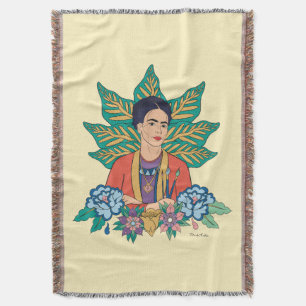 Frida Kahlo Colourful Floral Graphic Throw Blanket