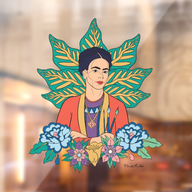 Frida Kahlo Colourful Floral Graphic Window Cling (Sheet 2)